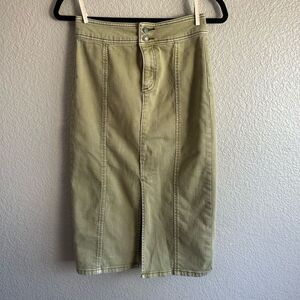 We The Free Olive Green Denim Midi Skirt – Size 26